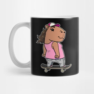 Capybara Skater Girl Skateboarding Mug